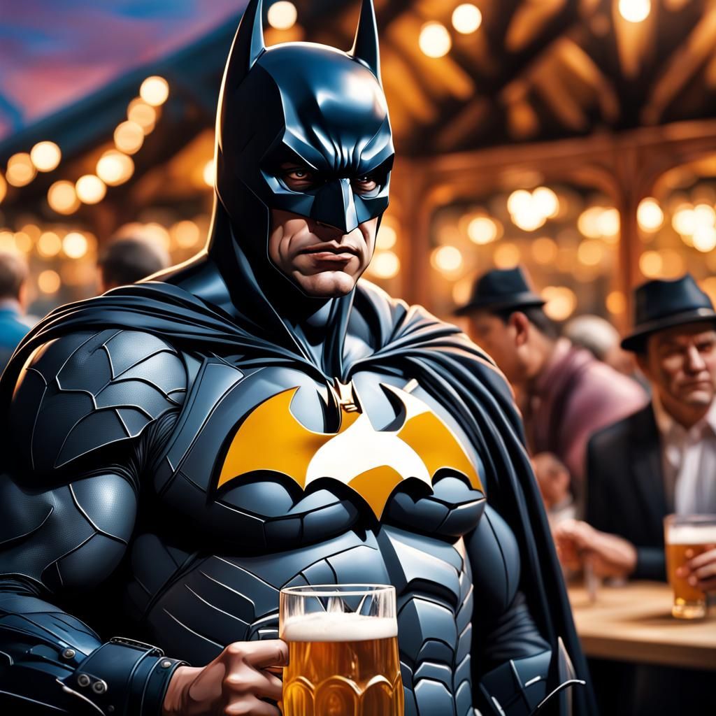 Batman Celebrates Oktoberfest: Hyperrealistic Splash Art