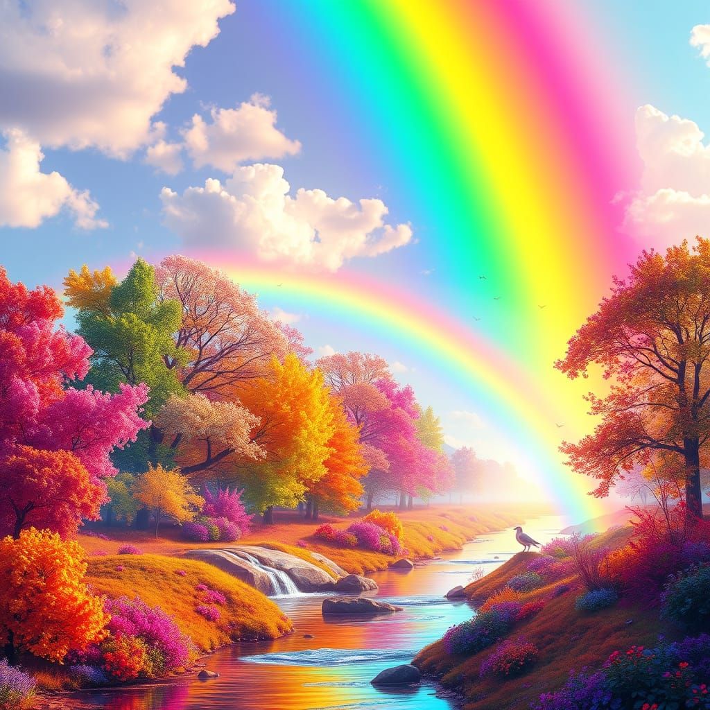 Vibrant Rainbow World: A Hyper-Vivid Morning