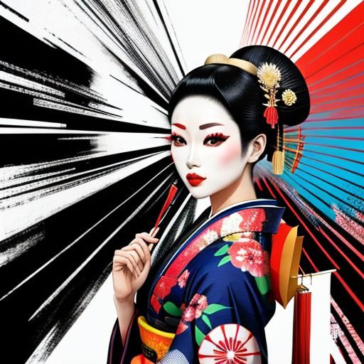 Geisha Kimono in Pop Art Style