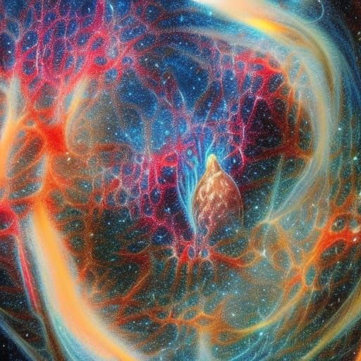 Poseidon's Trident in Galactic Space: Digital Art