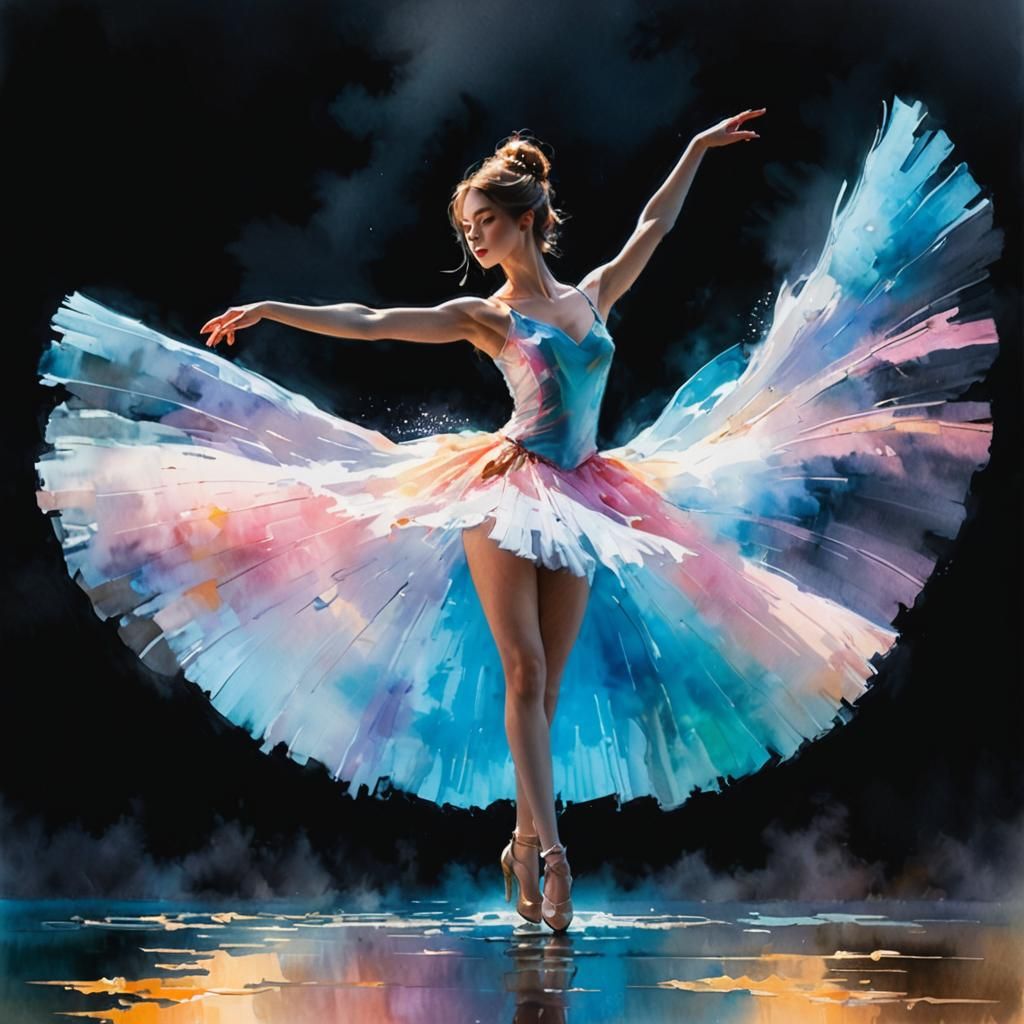 Impressionist Watercolor Sunset Over Clouded Sky