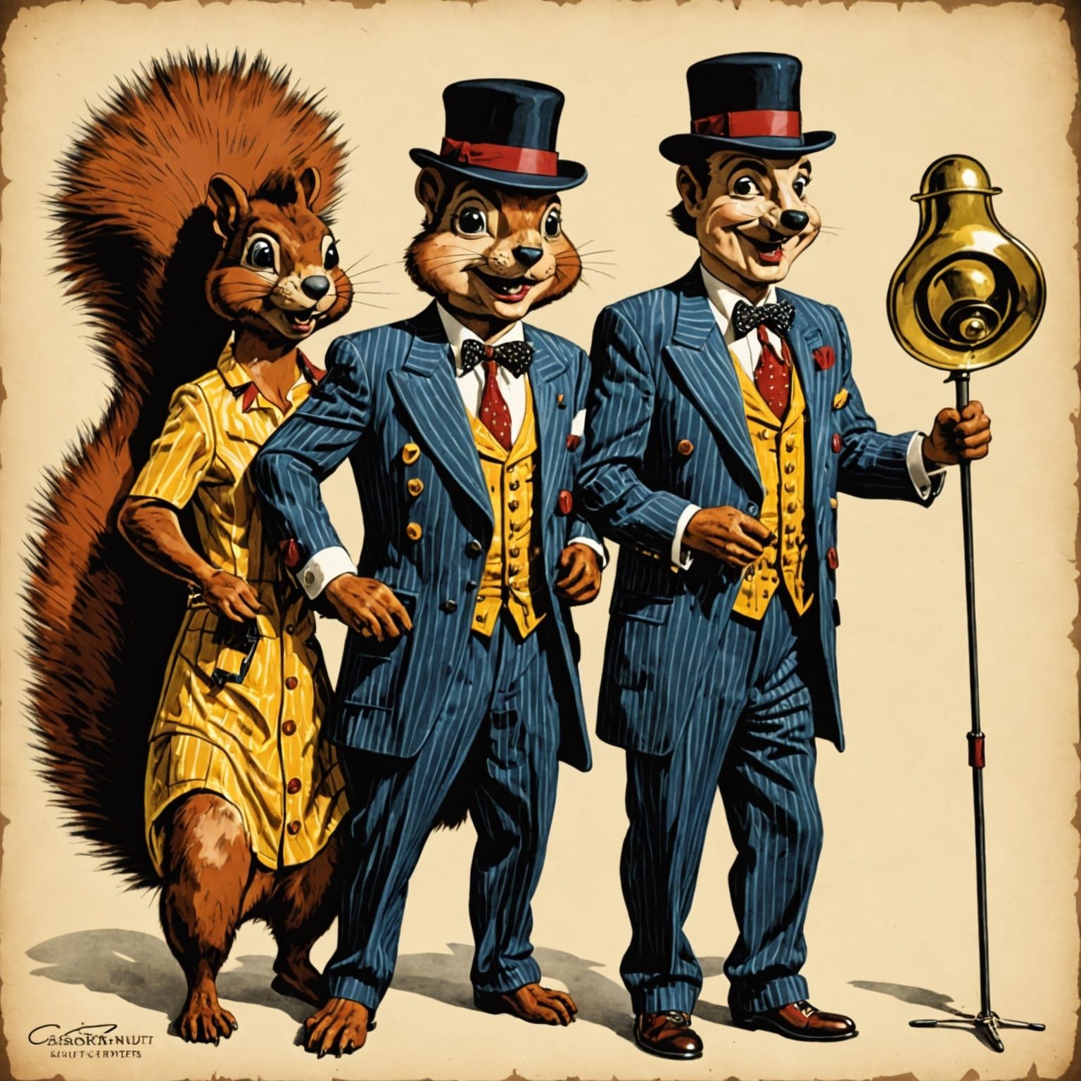 Vibrant 90s Zoot Suit Caricatures