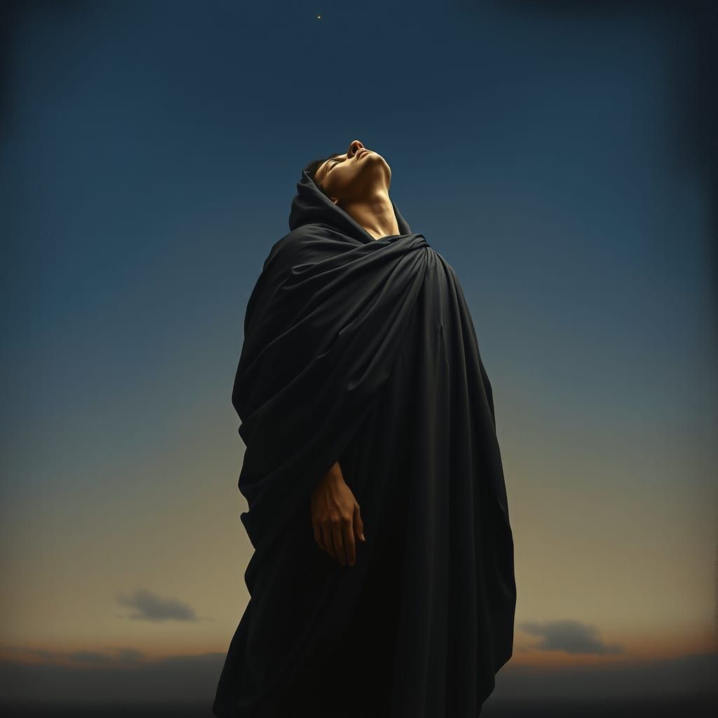 Grief Under Twilight Sky in Baroque Style