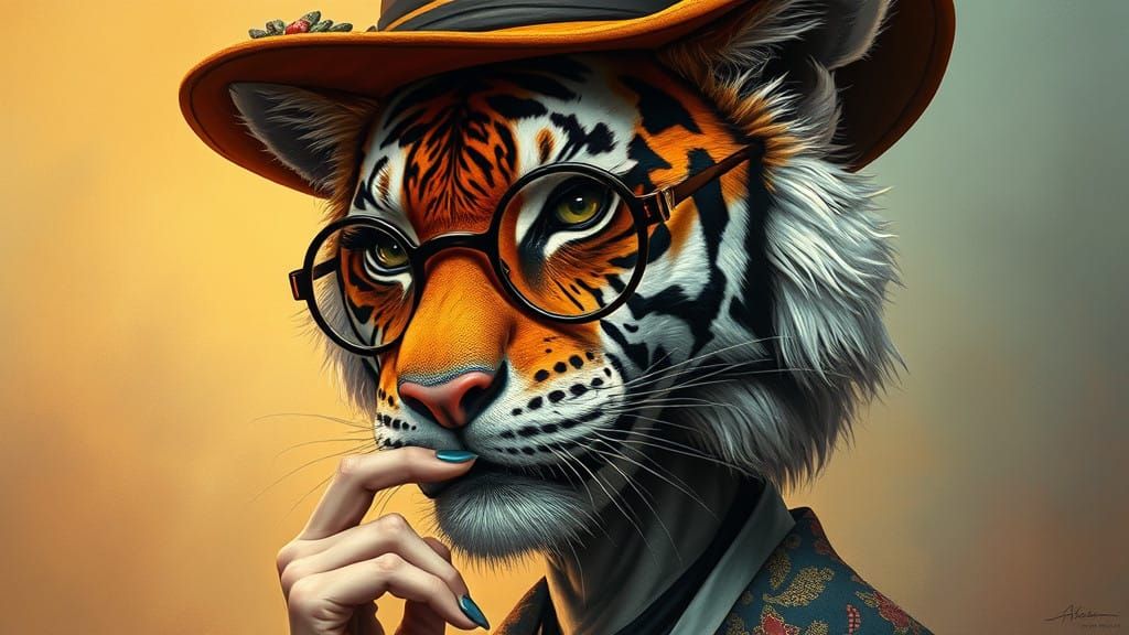 Dreamlike Tiger Chimera in Whimsical Oil Painting Style