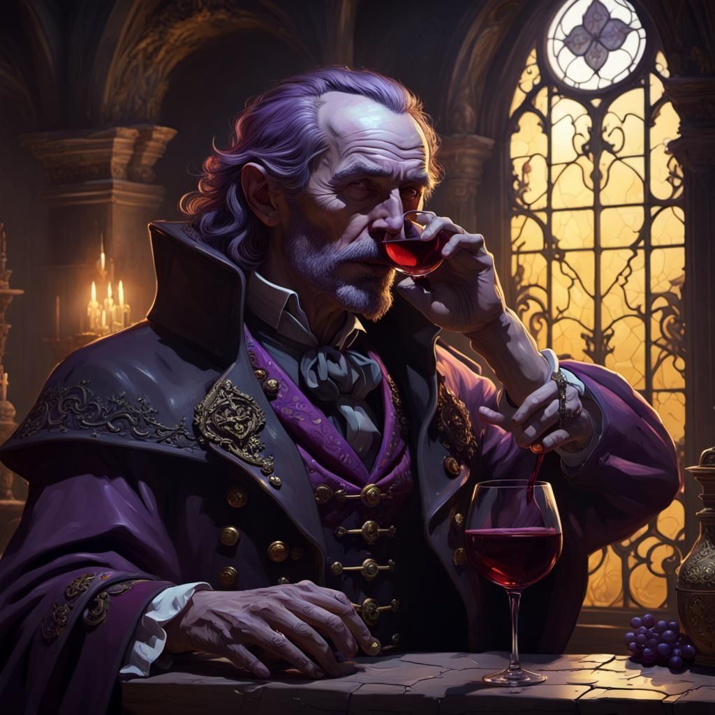 Baron Cimetiere Sipping Wine: Dark Fantasy Art