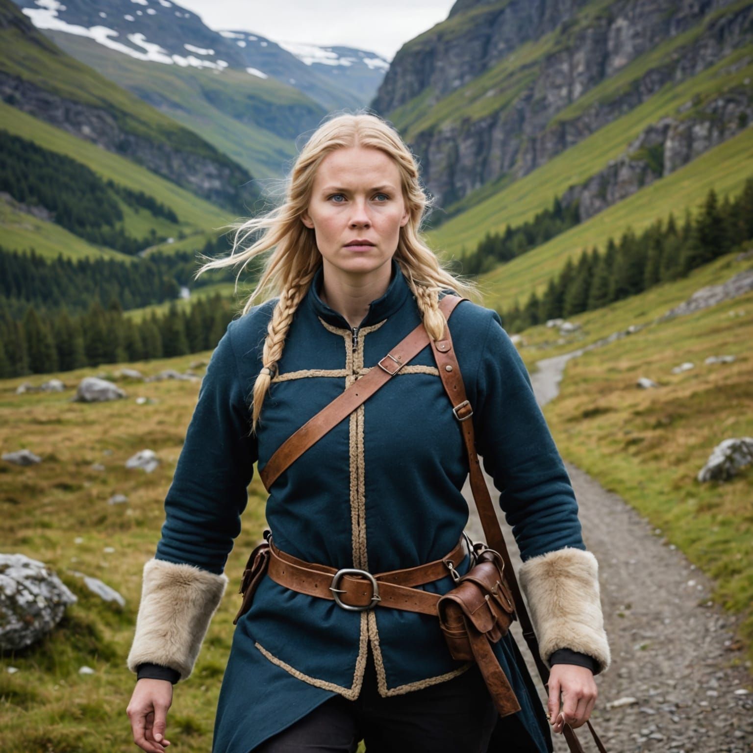 Resilient Nordic Woman Portrait: Minimalist Digital Art