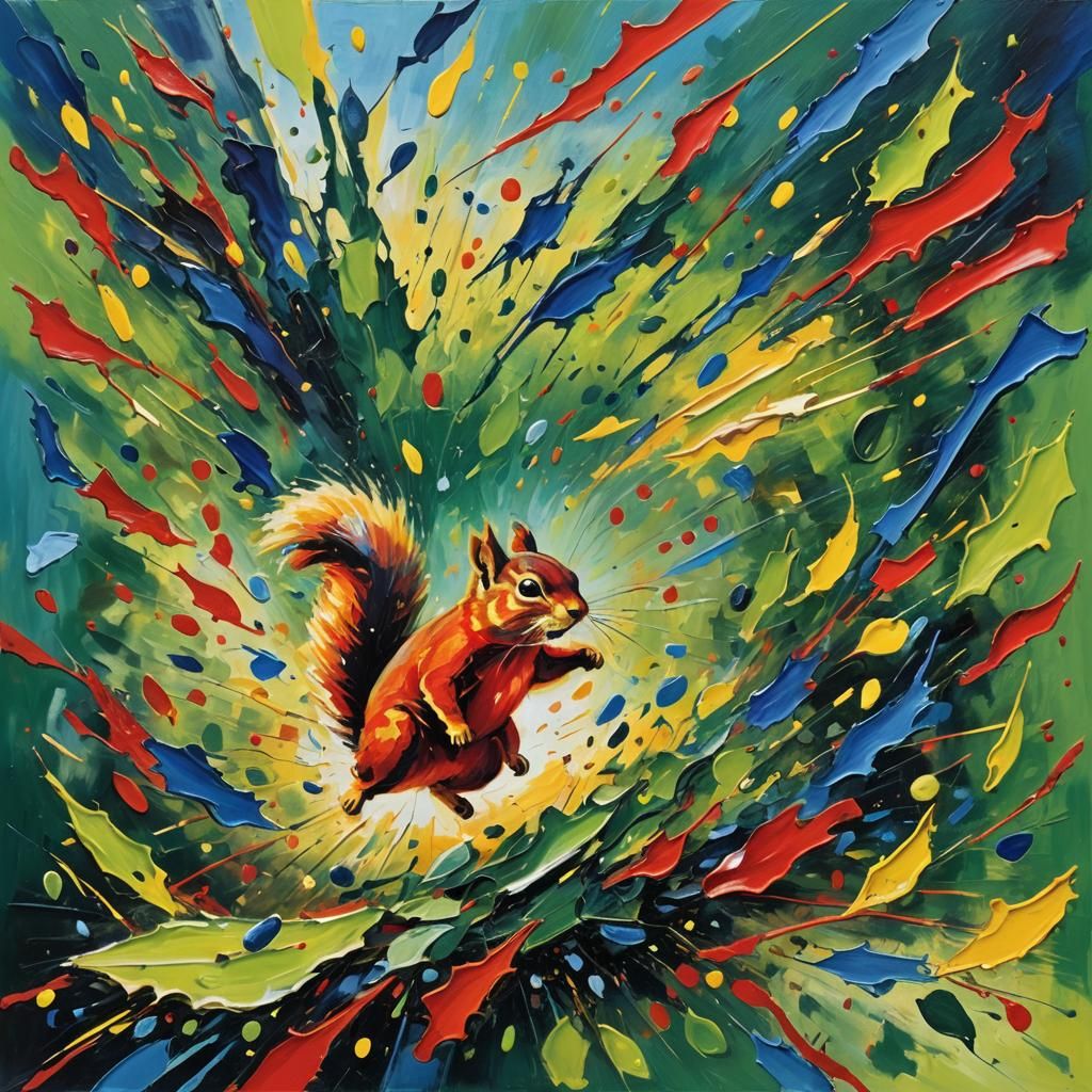 Cucumber and Squirrel Combat in Abstract Expressionism