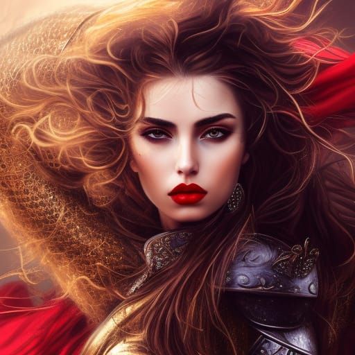 Glamorous Circassian Knight in Fantasy Art Style