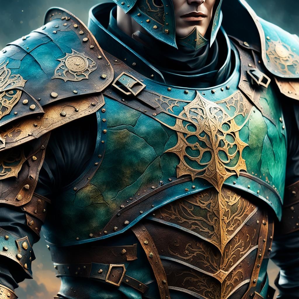 Mystical Floating Leather Armor in Dark Fantasy Style