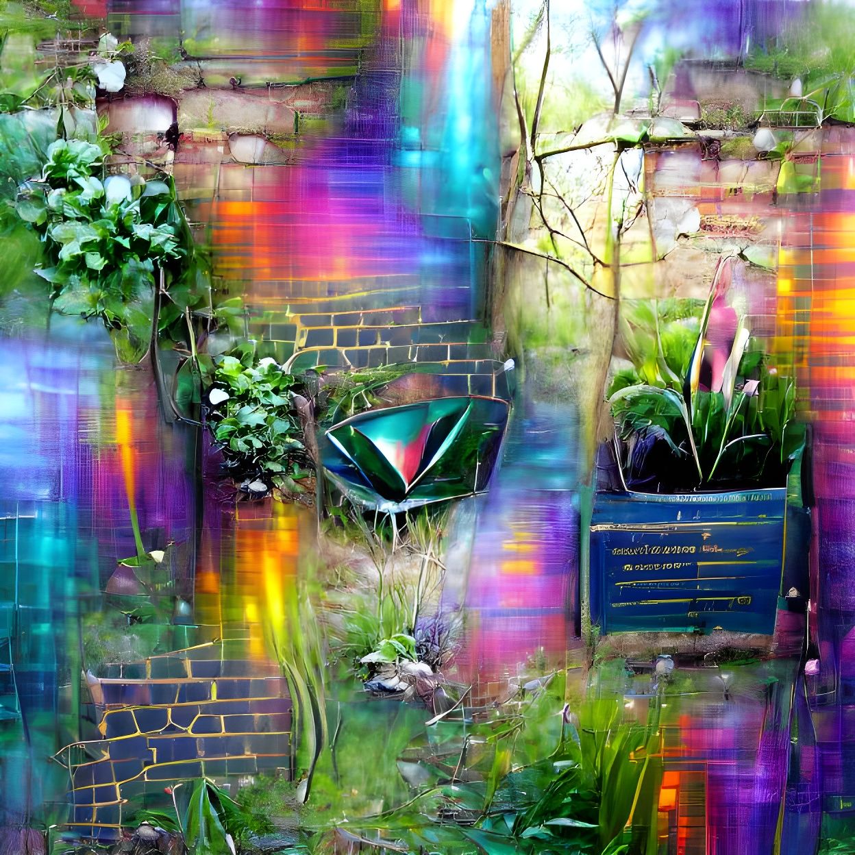 Colorful Iridescent Secret Garden Artwork