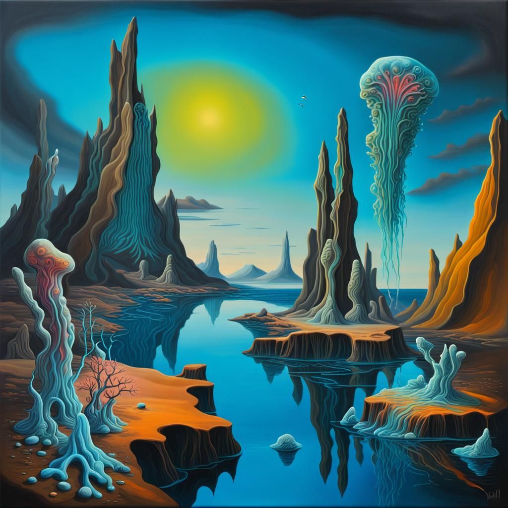 an otherworldly landscape with vibrant, bioluminescent flora...