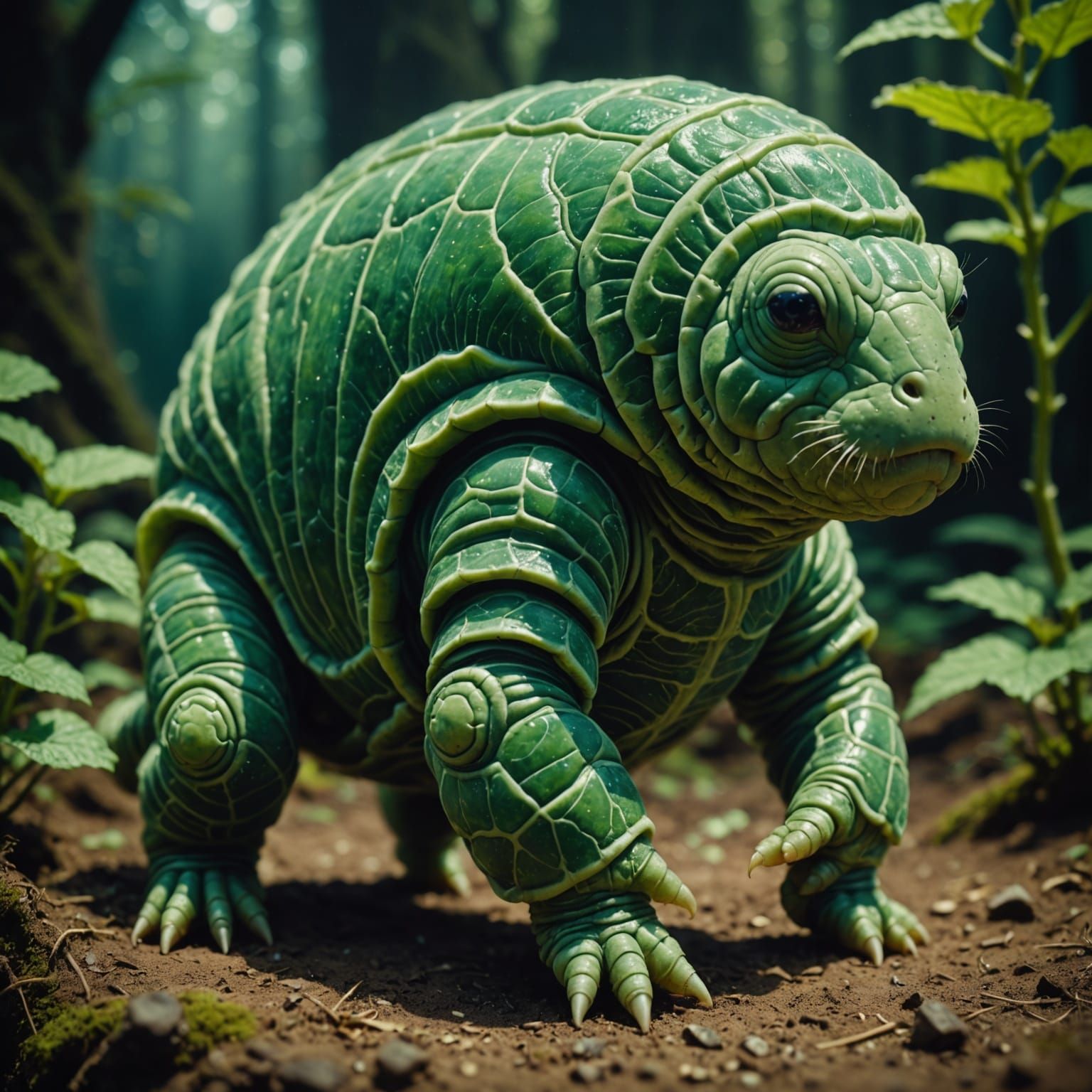 Green Tardigrade in Art Nouveau Cinematic Style