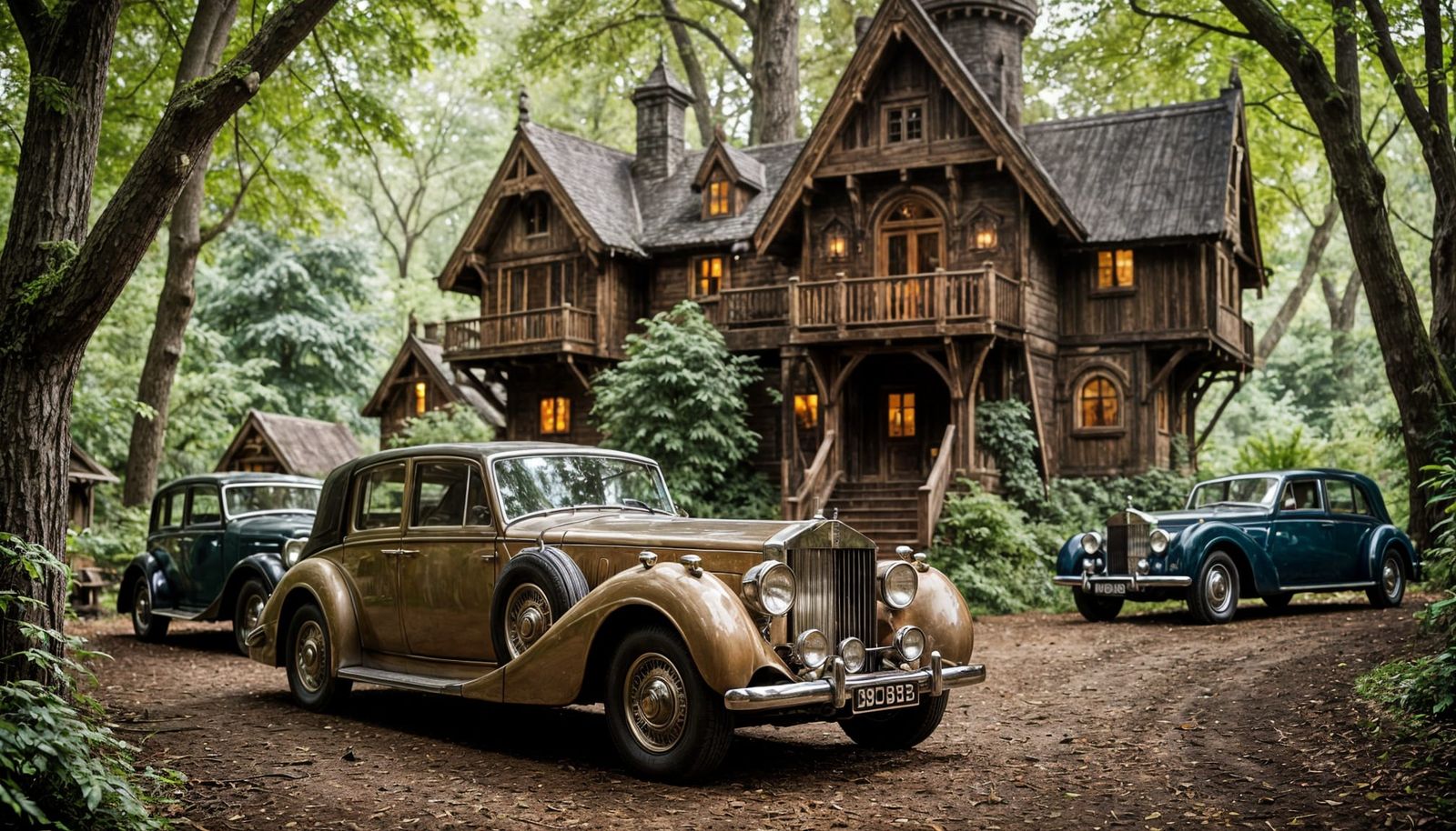 Luxury Rolls Royce Cars Adorn Elven Treehouse in Woodland Se...