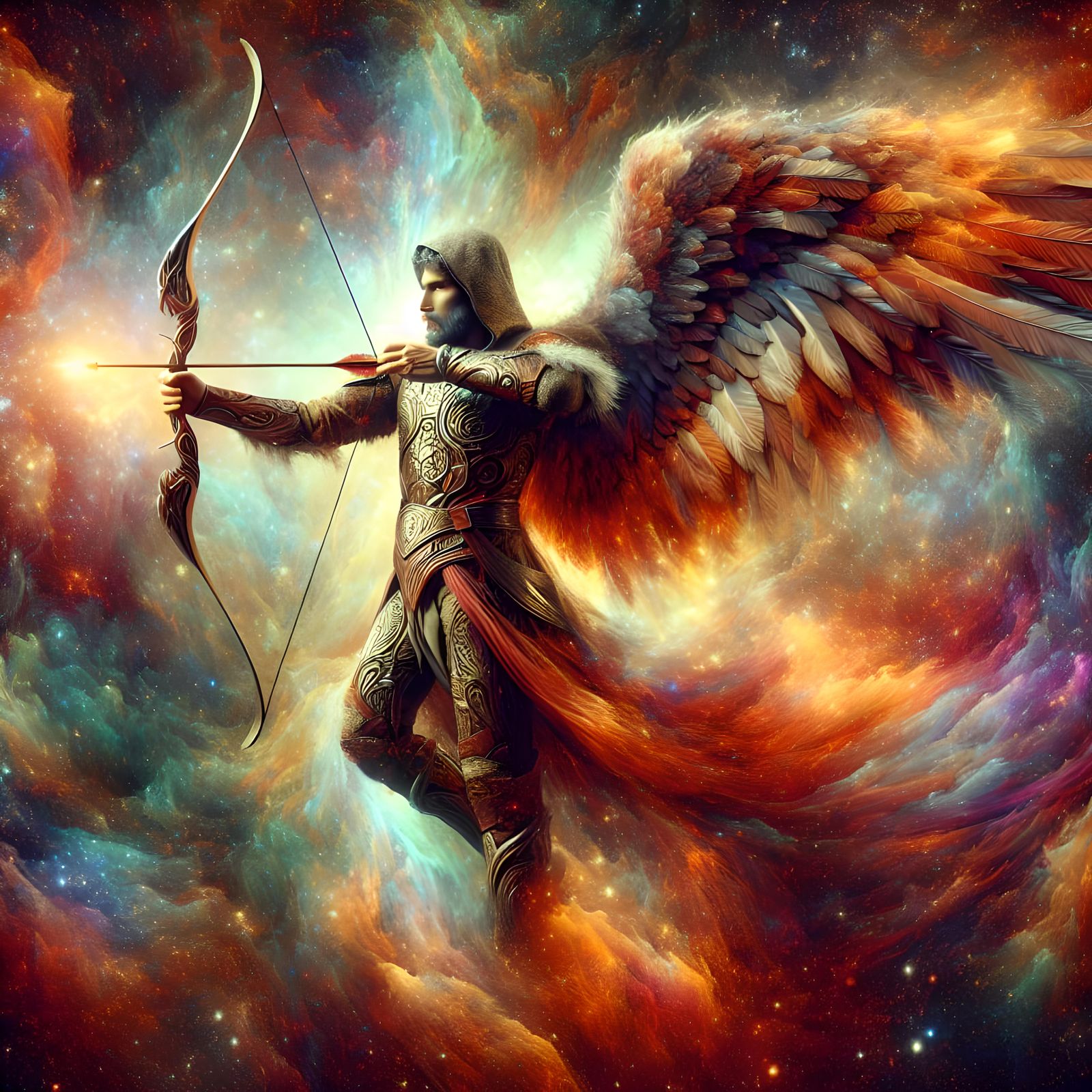 Divine Celestial Archer in Cosmic Painting