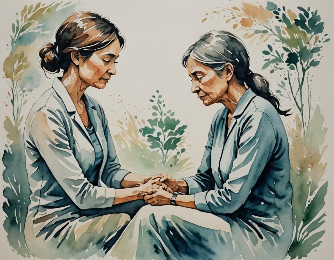 Compassionate Therapy Session in Watercolour Stencil Art