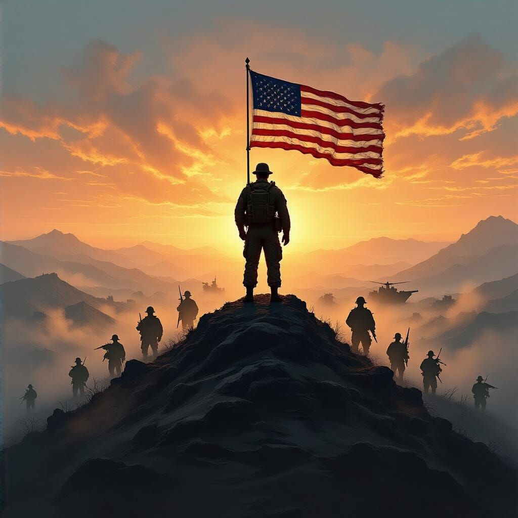 Lone Marine at Sunrise Digital Painting