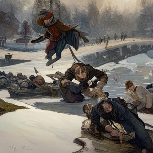 Vampire Lord's Winter Flight: A Fantasy Scene