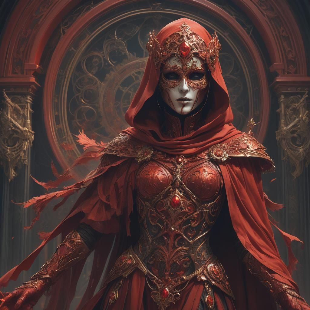 Intricate Masked Figure in Detailed Portrait