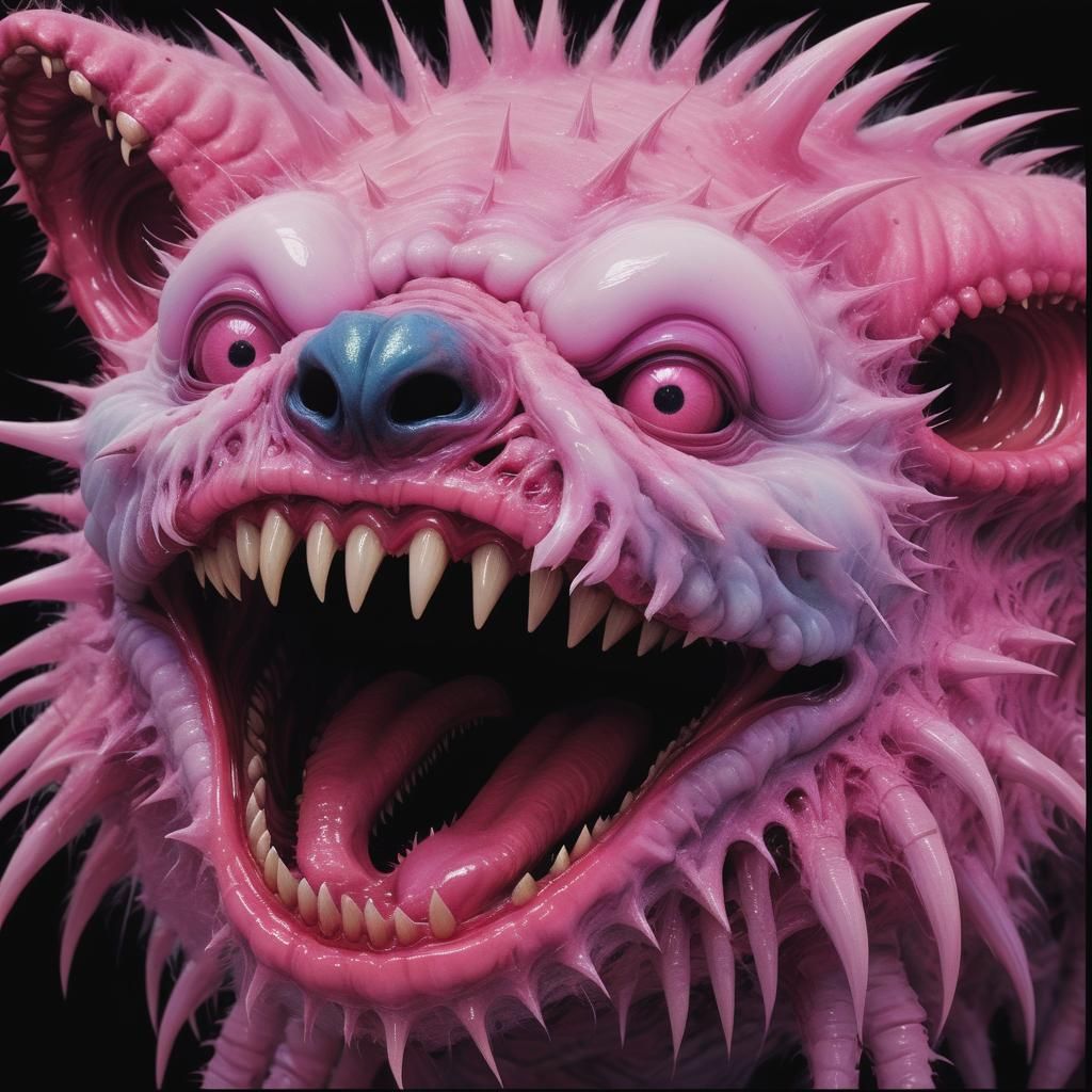 Vibrant Pink Monster in Surreal Digital Art