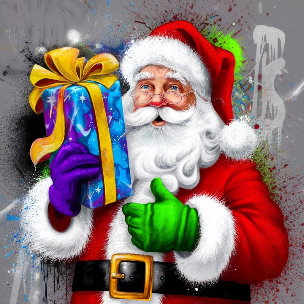 Santa Claus Graffiti Art on Winter Gifts