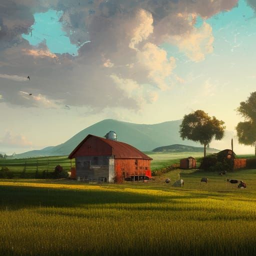 Tuscan Farmhouse Landscape in Photorealistic Style
