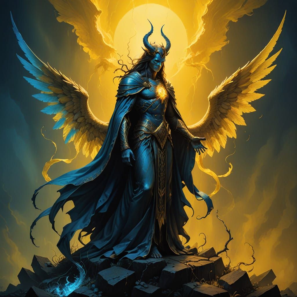 Gothic Angel and Demon in Subtractive Lighting