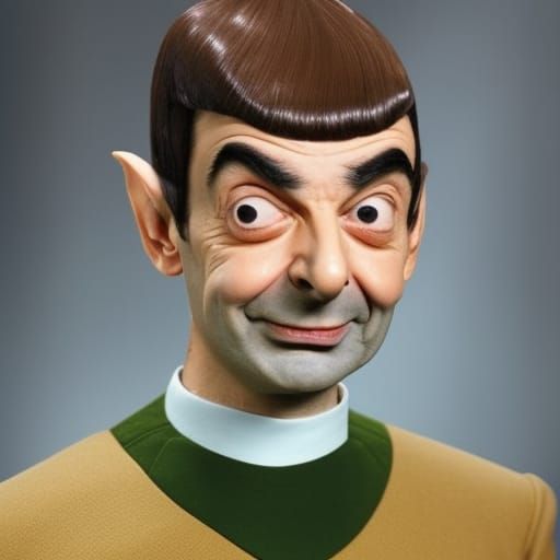 Mr. Bean as Mr. Spock with Baldrick as Captain Kirk