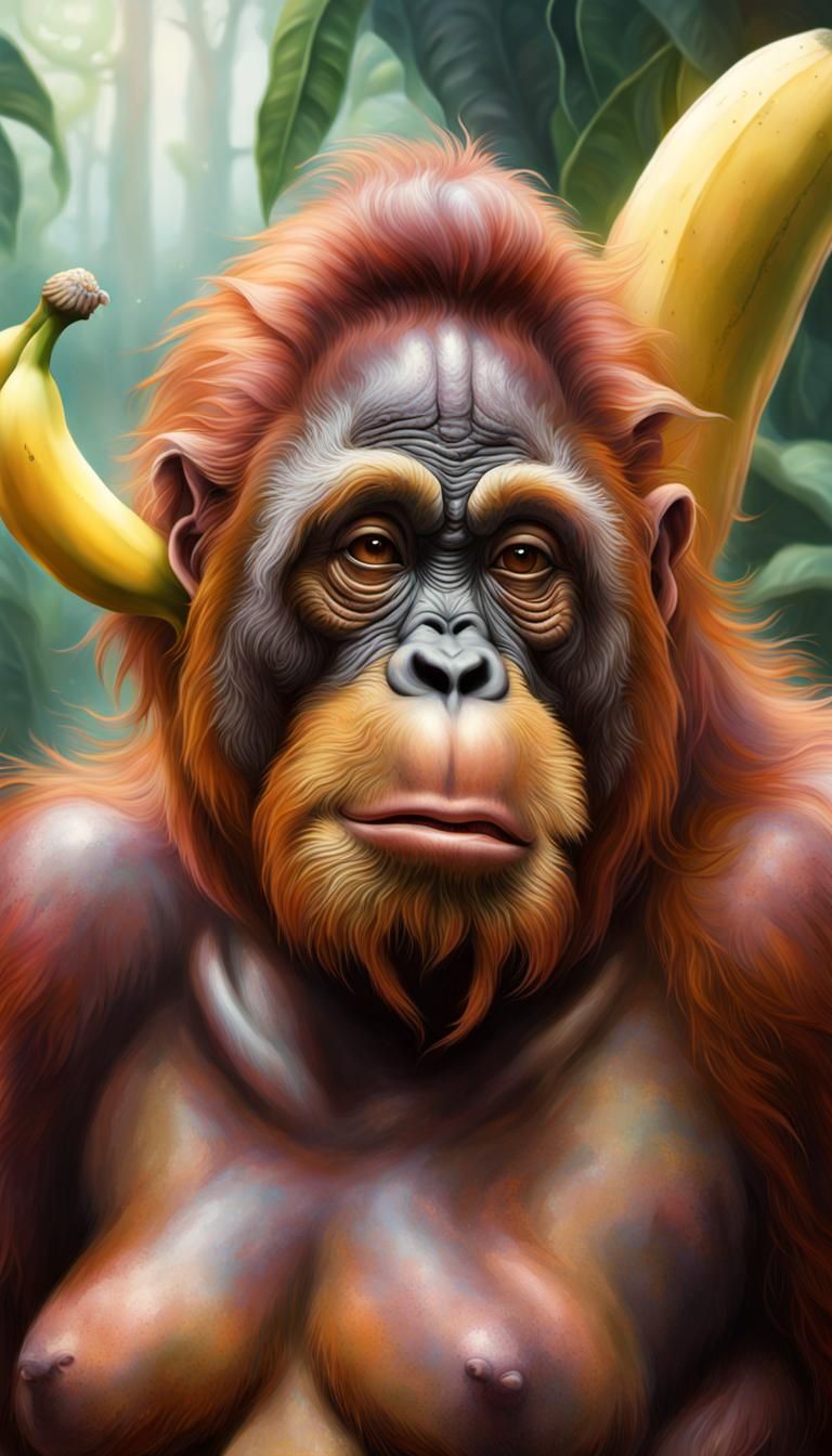 Ethereal Orangutan Brain Portrait in Hyperrealistic Style