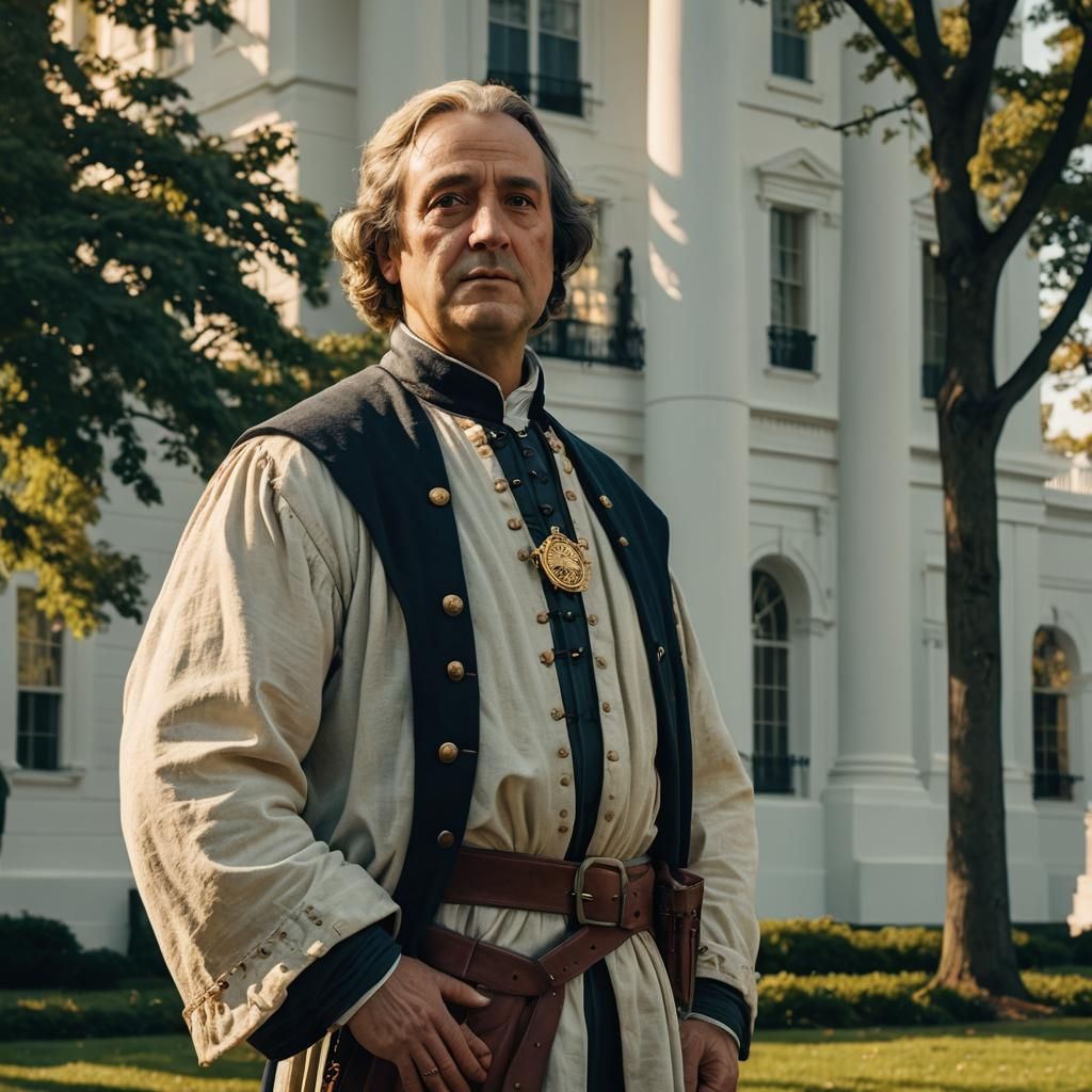 Columbus at the White House: Photorealistic Film Still