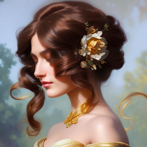 Princess Belle Portrait in Hyperdetailed Concept Art Style