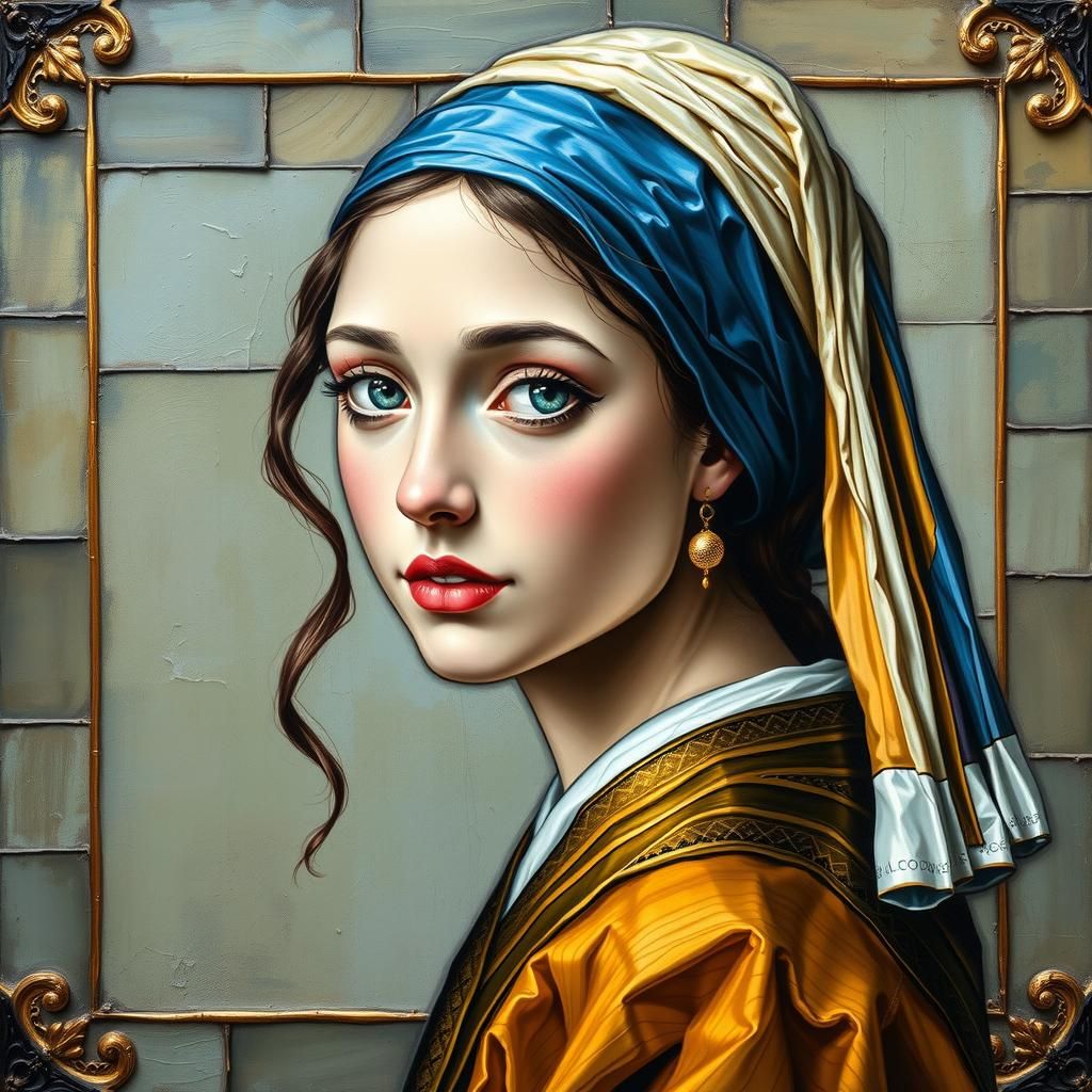 Enamel and Glass Portrait of a Young Woman