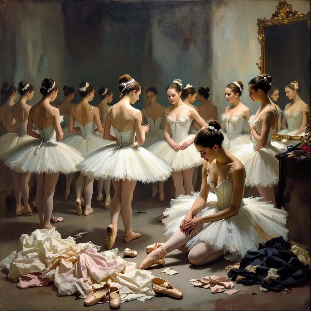 Backstage Ballerinas Prepare for Swan Lake Performance