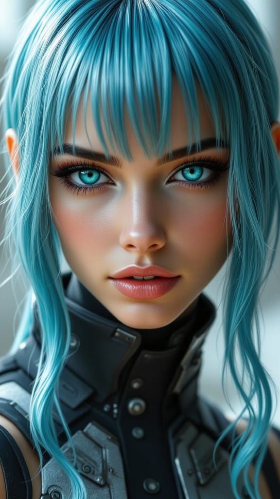 Sci-Fi Cyborg Woman Portrait in Future-Punk Style