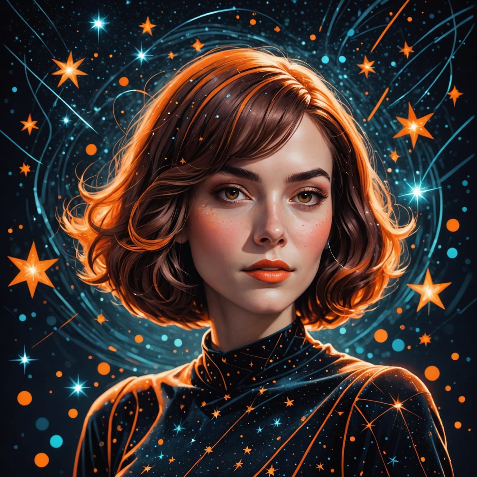 Woman in Retro Bob at Cherry Velvet Party