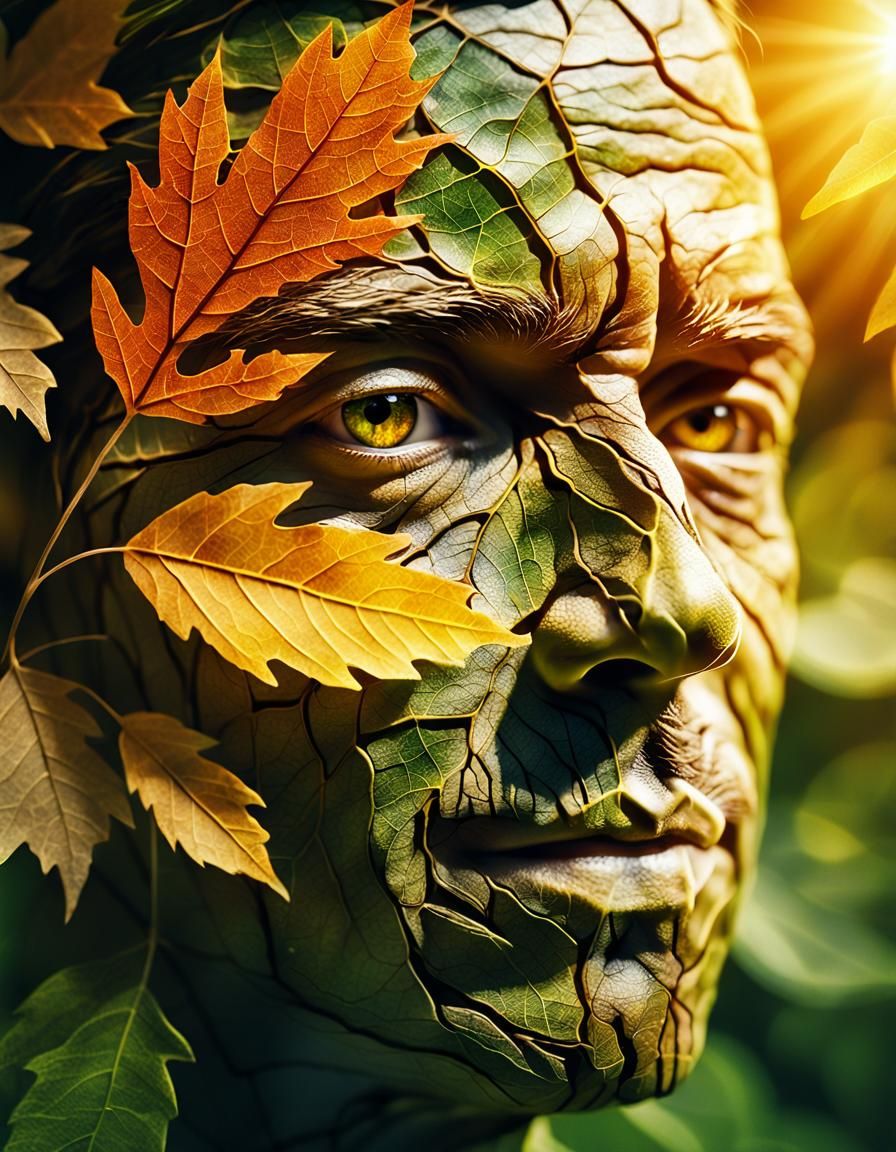 Macro Leaf Vein Face in Sunlight