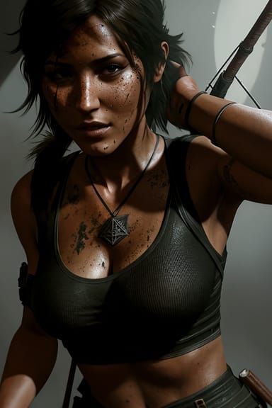Lara Croft Portrait in Oil Painting Style