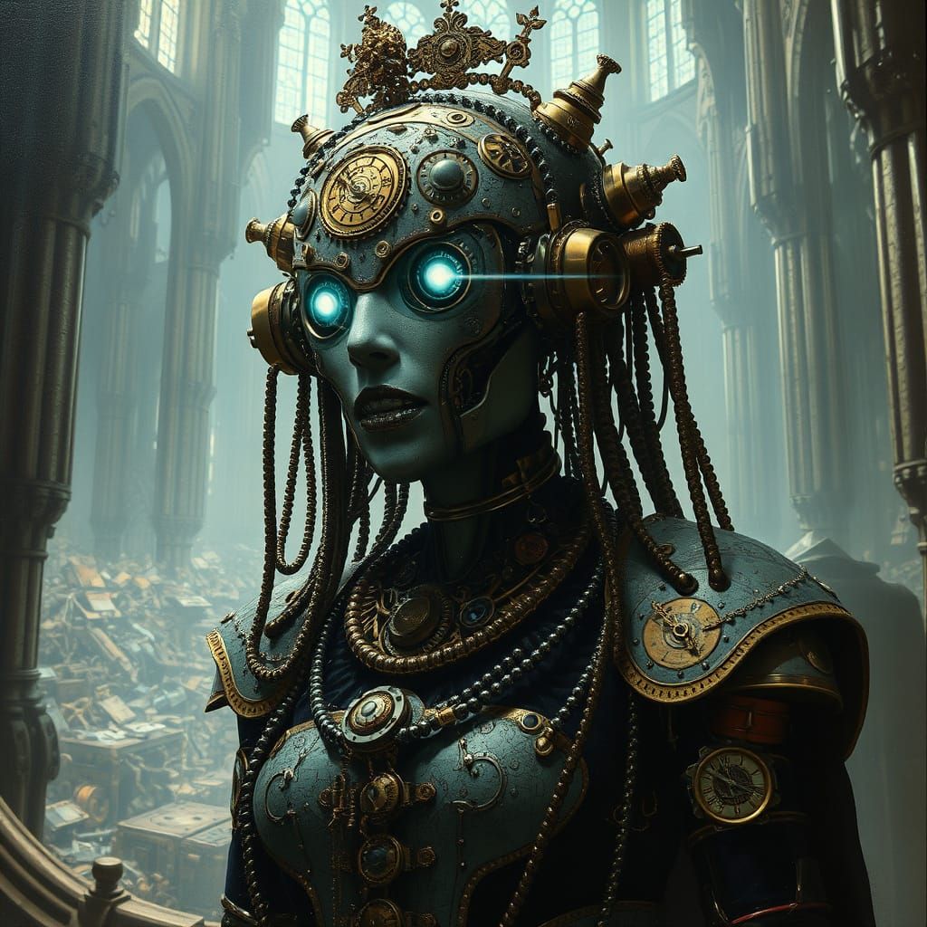 Clockwork High Priestess in a Cathedral of Ruin