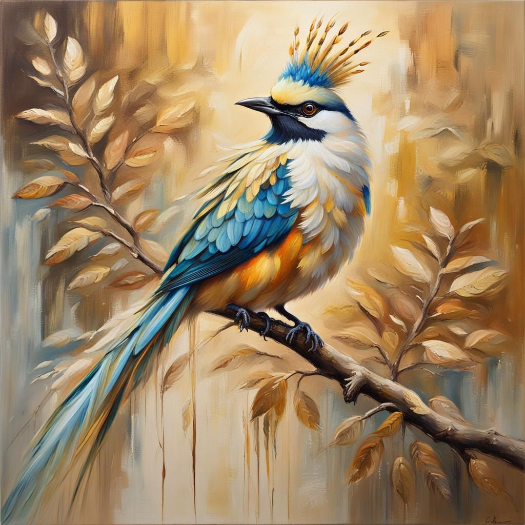 Majestic Bird in Baroque Style Oil Painting
