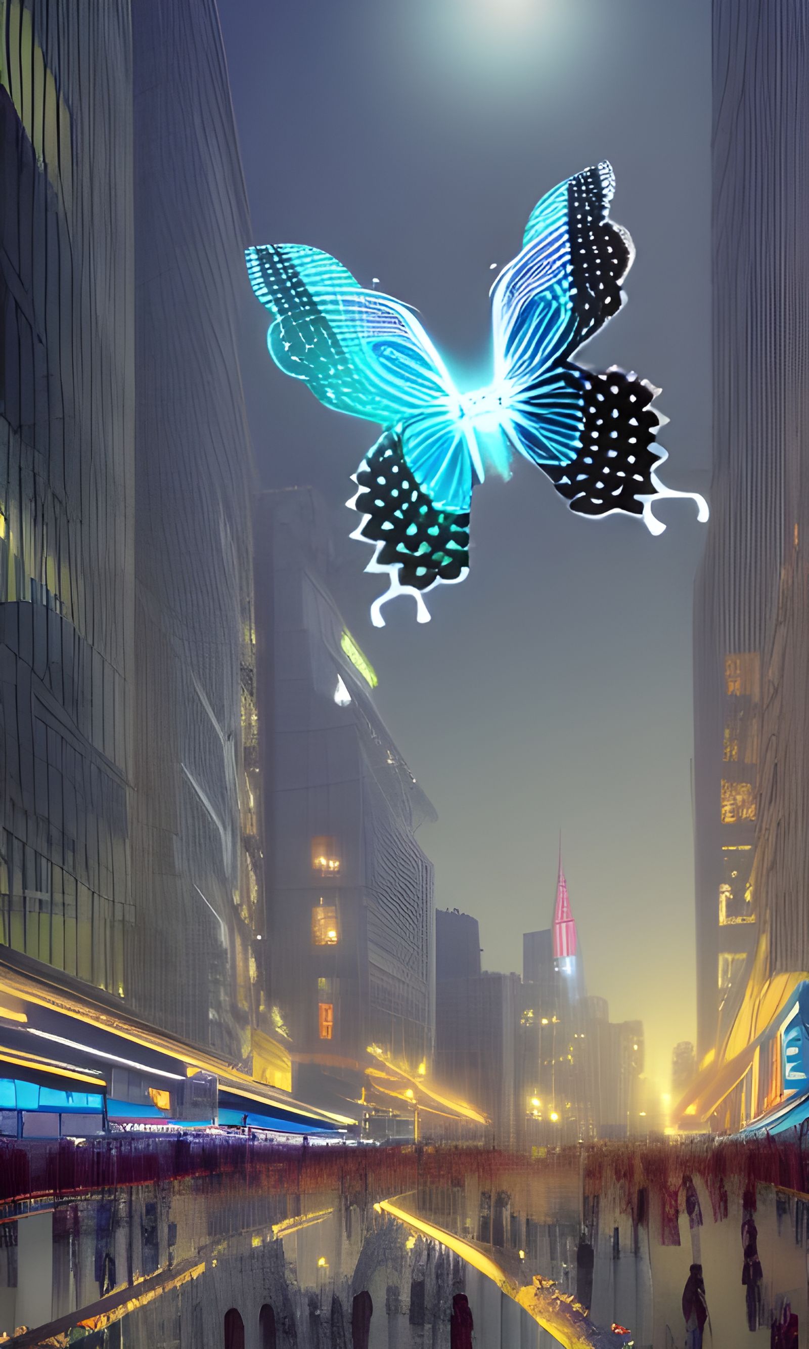 Robotic Butterfly Soars Through City in Retrowave Style