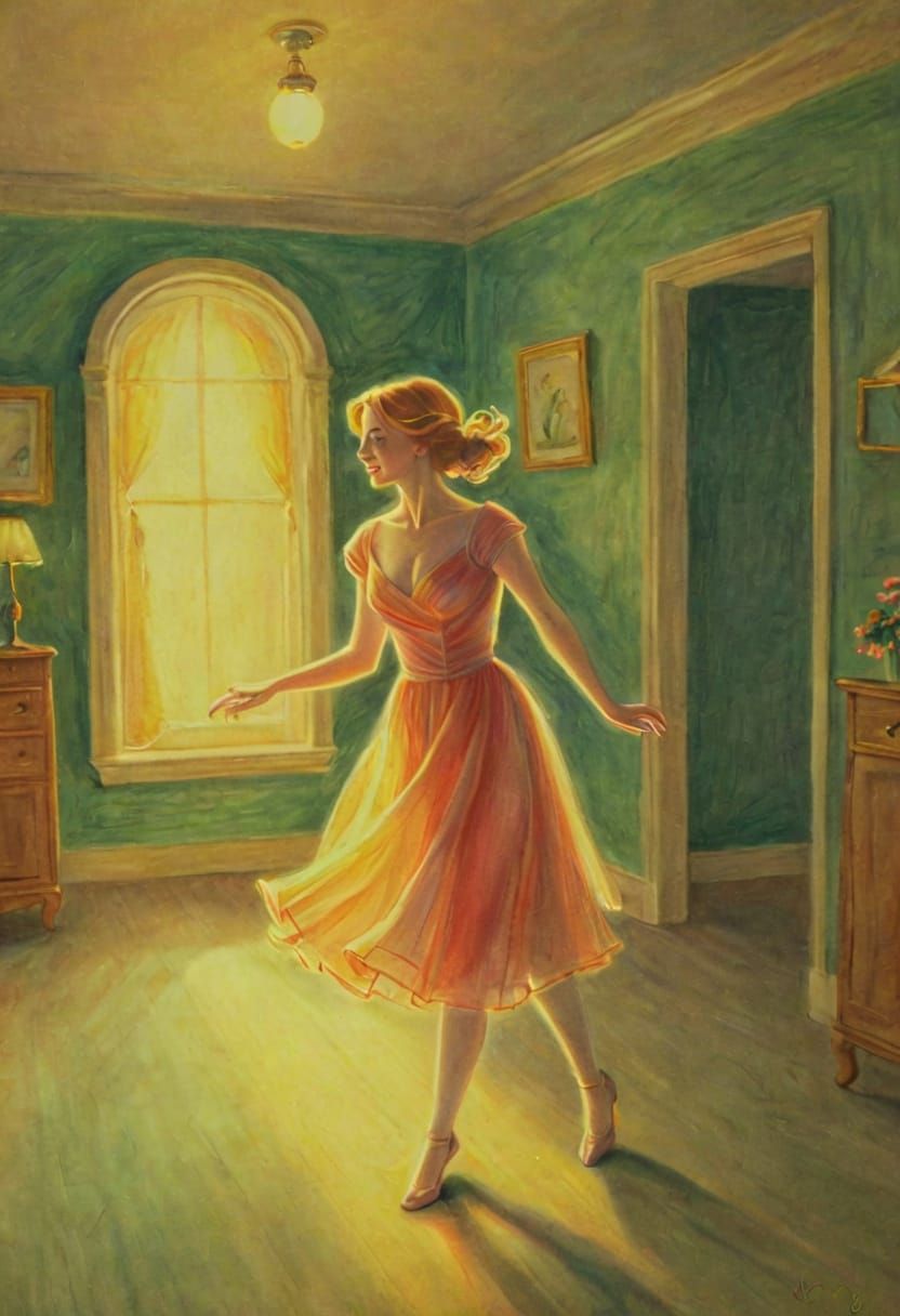 Dancing with a Phantom: A Whimsical Colored Pencil Sketch