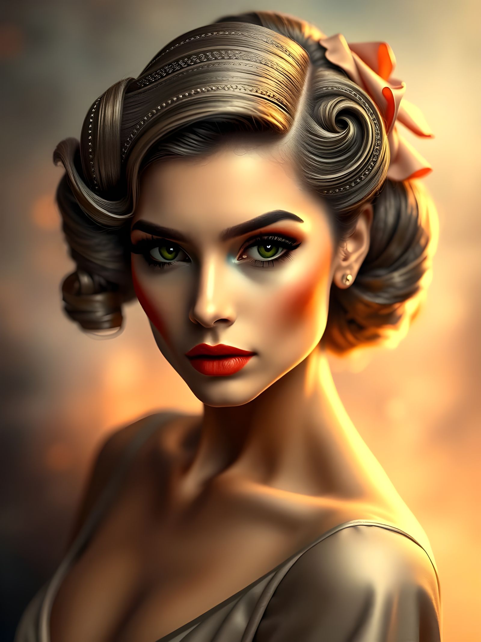 Elegant 1930s Woman Portrait in Dreamlike Style