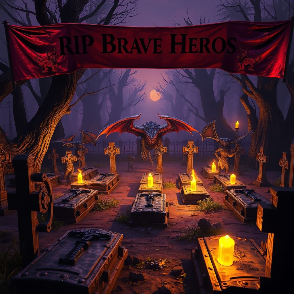 Dark Fantasy Cemetery Honors Fallen Heroes in Epic Campaign