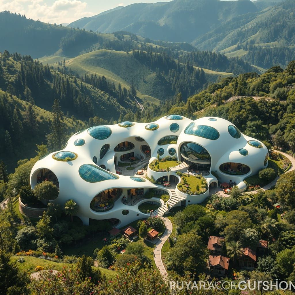 Surreal Futuristic Eco City in Vibrant Solarpunk Style