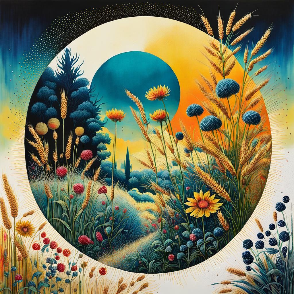 Glorious Garden in Pointillist Mixed Media