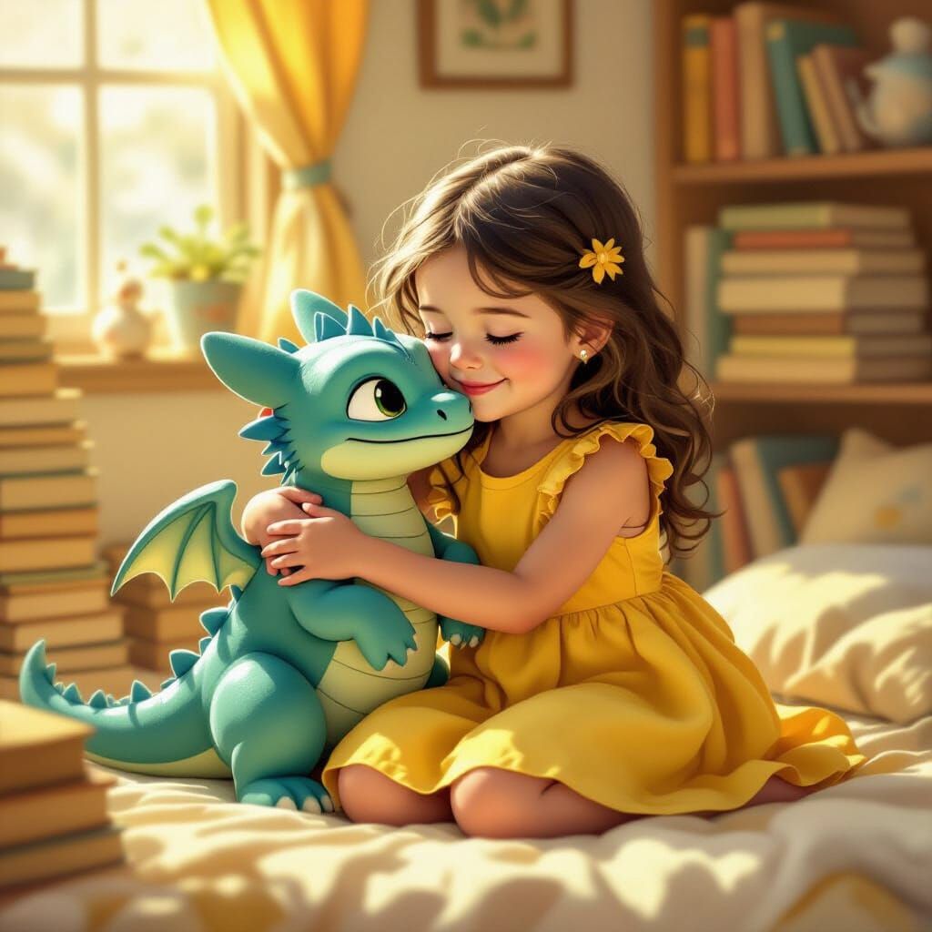 Girl and Dragon: Whimsical Children's Book Illustration