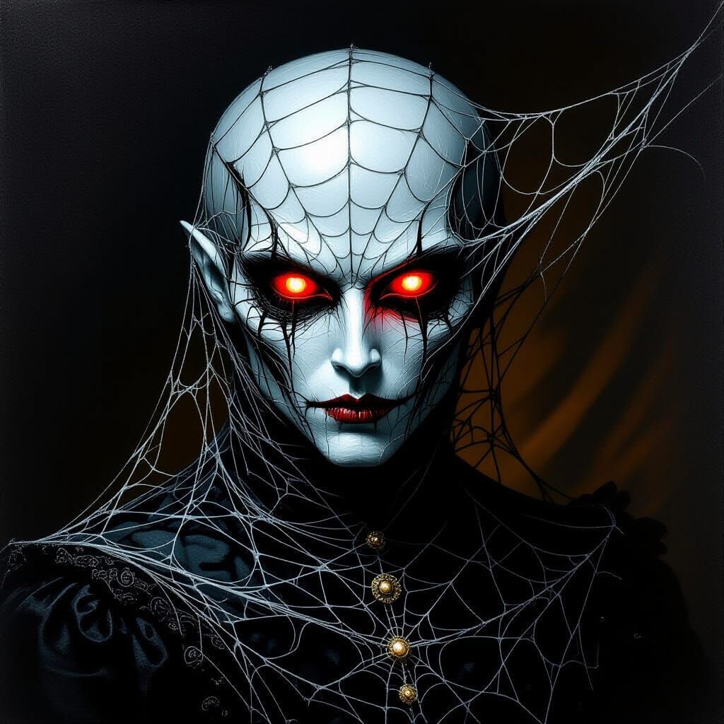 Spectral Vampire of Spiderwebs in Renaissance Surreal Style