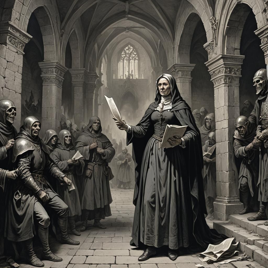 Medieval Politician with Scroll, Horror Style