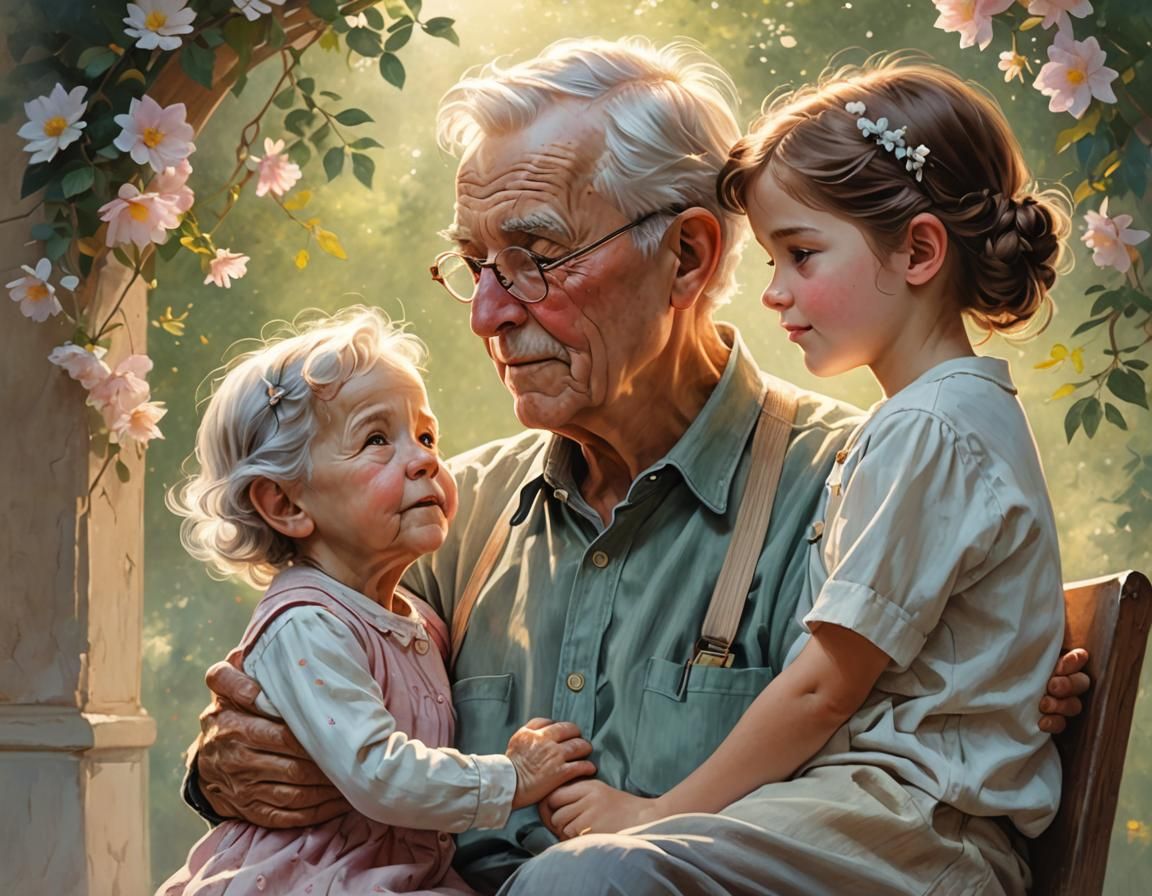 Generational Bond in Soft Pastel Digital Painting