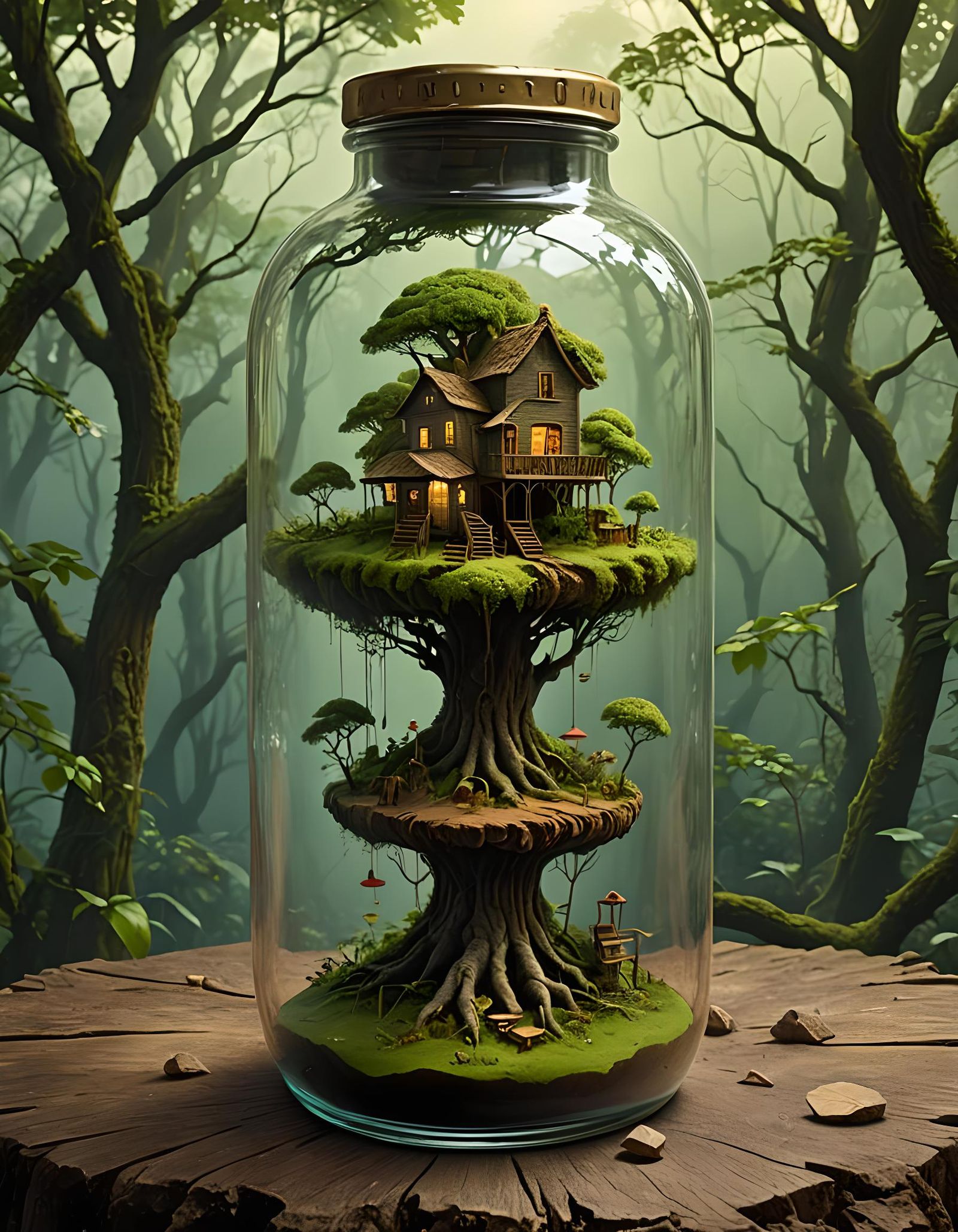 Miniature Treehouse in a Jar