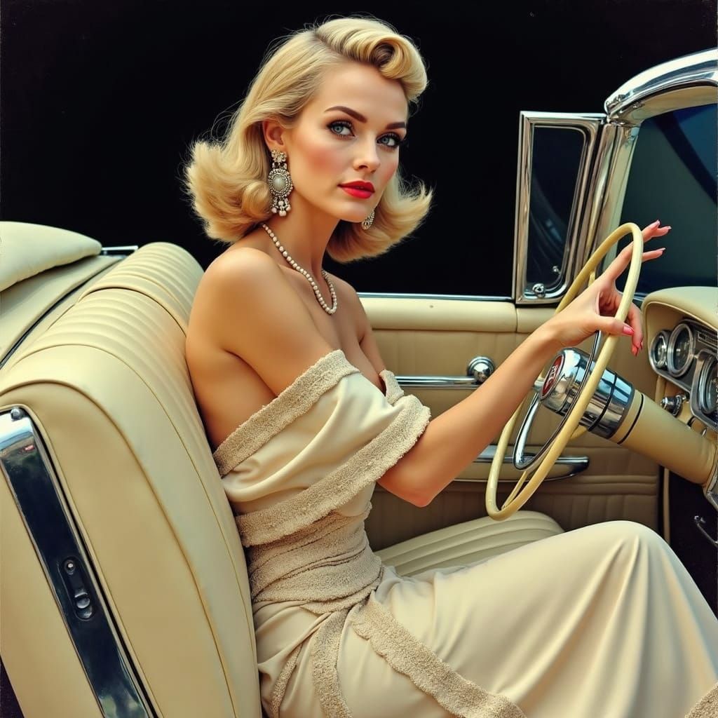Vintage Beauty Cruises in a Classic Open-Top Lincoln Contine...